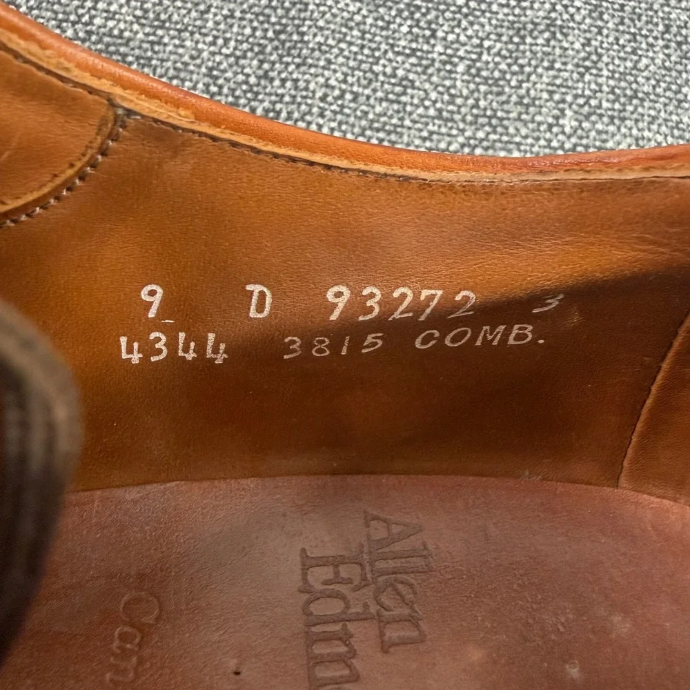 Allen Edmonds Canton Derby Shoes Mens 9 D Cognac Brown Leather USA 4344 3815